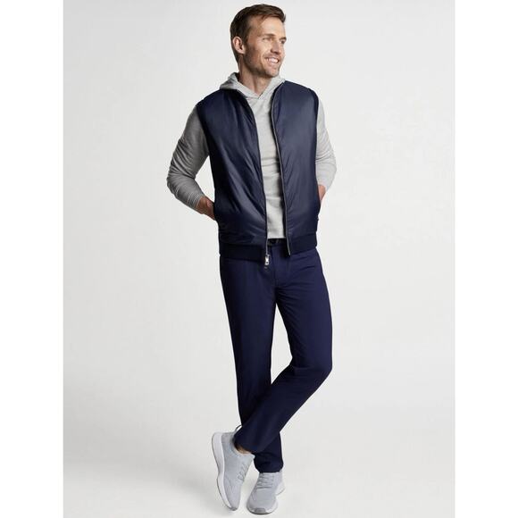 NEW MENS PETER MILLAR HOLDRIDGE HYBRID FULL ZIP SWEATER VEST JACKET, XXL NAVY - Picture 2 of 9